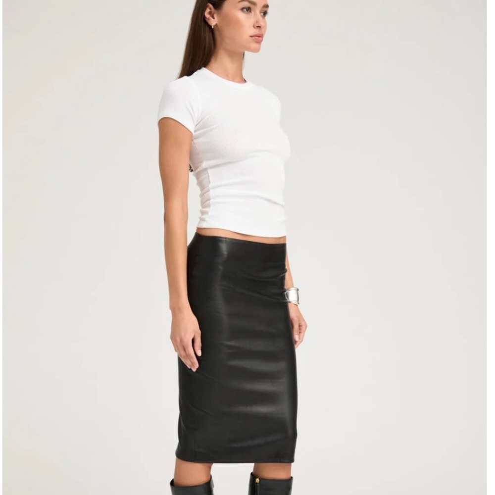 SPRWMN Black Leather Pencil Skirt